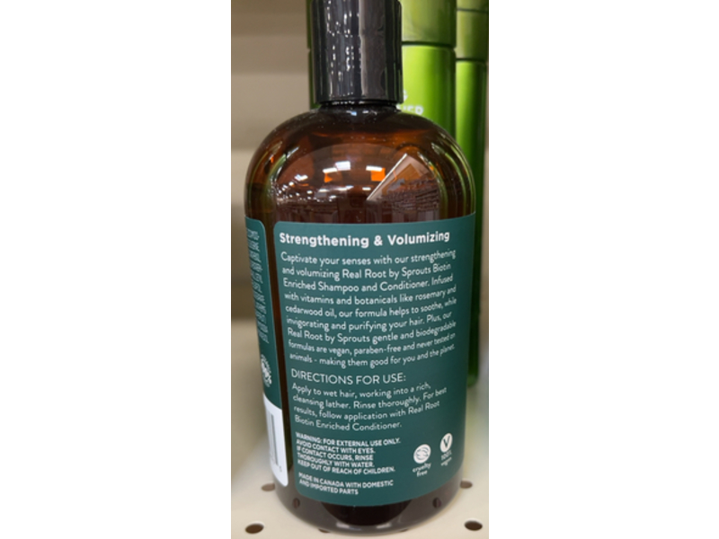 Sprouts Real Root Strengthening & Volumizing Shampoo, Biotin, 16 fl oz/473 mL