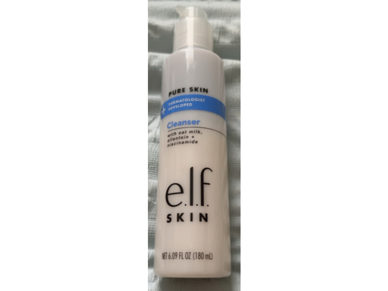 e.l.f. Pure Skin Cleanser, Oat Milk, Allantoin+Niacinamide, 6.09 fl oz/180 mL