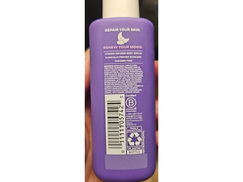 Olly Renew Mood + Skin Body Serum, Jasmine Bergamot, 3 fl oz/88 mL