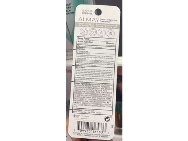 Almay Clear Complexion Concealer, 200 Light/Medium, 0.3 fl oz/9 mL