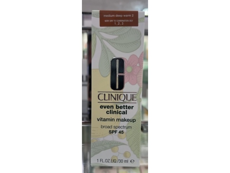 Clinique Even Better Clinical Vitamin Makeup Foundation, SPF 45, Medium Deep Warm 2, 1 fl oz/30 mL