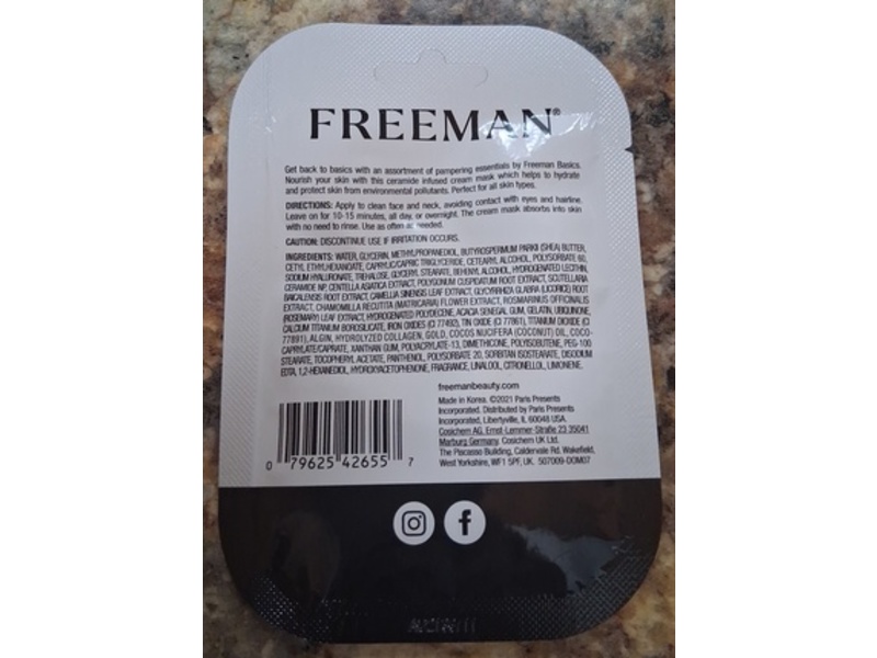 Freeman Protective Ceramides Cream Face Mask, 10 mL