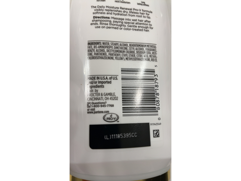 Pantene Pro-V Daily Moisture Renewal Conditioner, 10.5 fl oz/311 mL