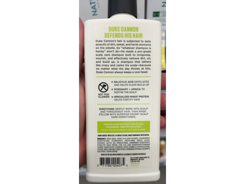 Duke Cannon Supply Co. Superior Grade Scalp Care Shampoo, Salicyclic Acid + Rosemary, 14 fl oz/414 mL