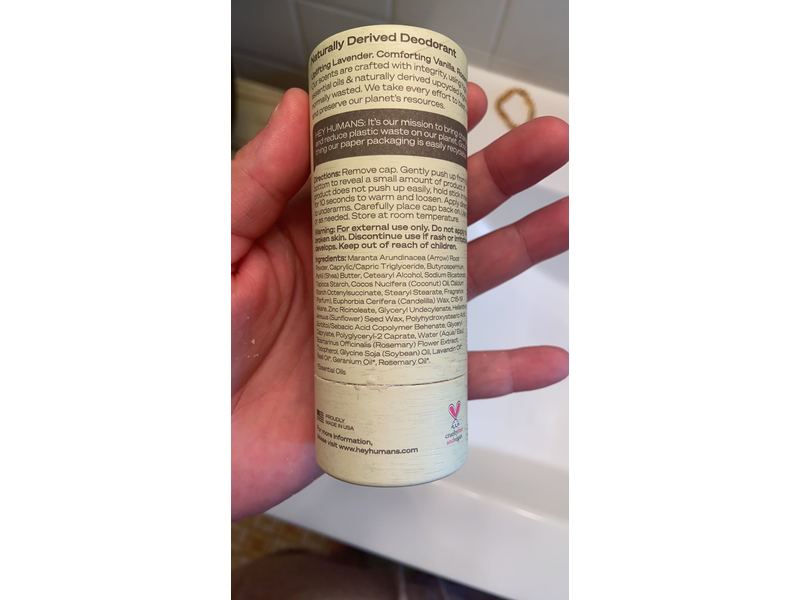 Hey Humans Natural Deodorant, Lavender Vanilla, 2 oz/56 g