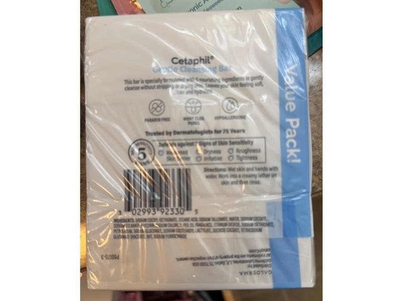 Cetaphil Gentle Cleansing Bar, Normal To Dry Skin, 4.5 oz/127 g, Count 3