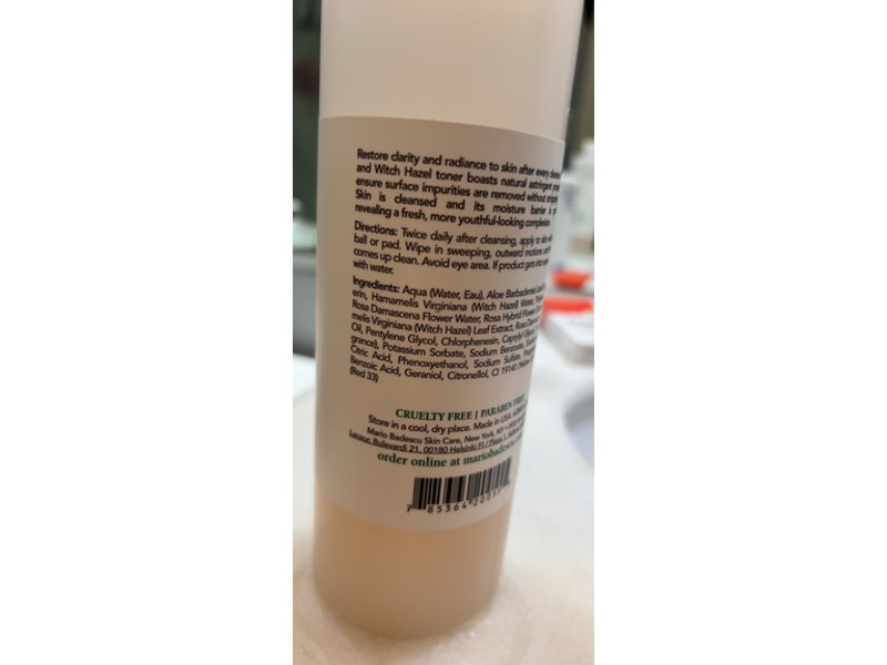 Mario Badescu Toner, Witch Hazel & Rosewater, 16 fl oz/472 mL