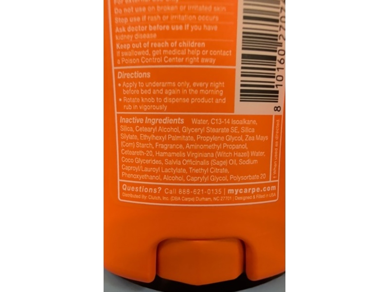 Carpe Underarm Antiperspirant Deodorant, Fresh Powder, 1.76 oz/50 g