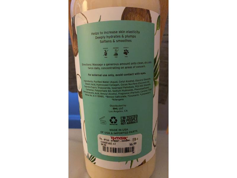 Clean Botanica Moisturize + Renew Firming Body Lotion, Collagen, Coconut, 33.0 fl oz/1 L