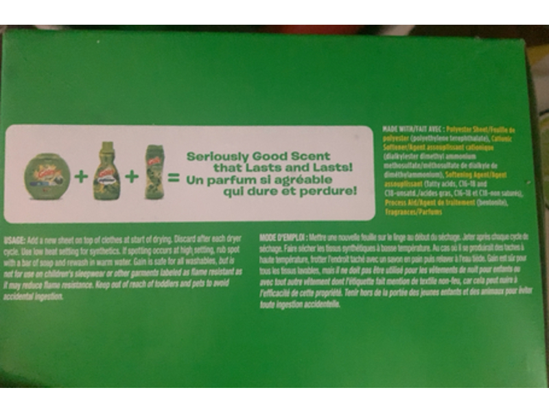 Gain Dryer Sheets Laundry Fabric Softener, Original Scent, 240 Count