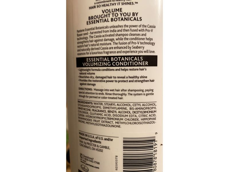 Pantene Pro-V Essential Botanicals Volumizing Conditioner, Indian Cassia And Seaberry, 33.8 fl oz/1 L