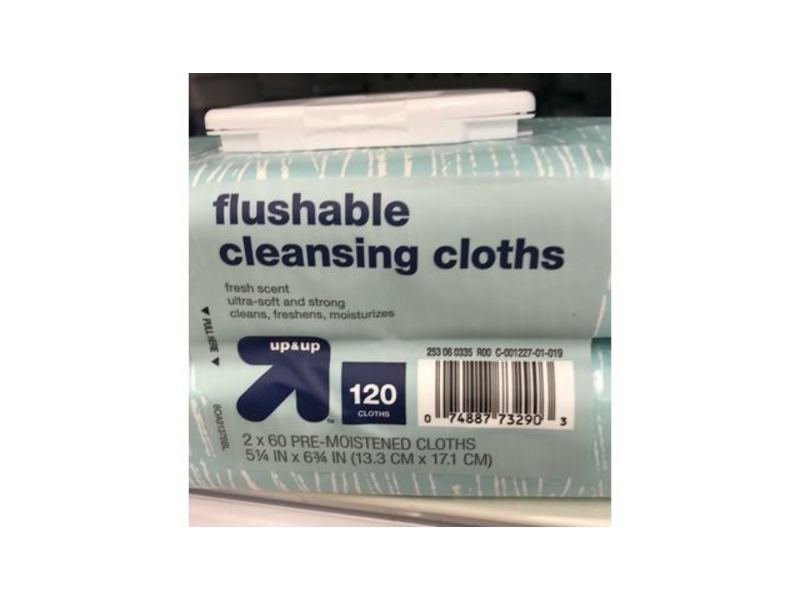 Up&Up Flushable Cleansing Cloths, Fresh Scent, 120 Ct