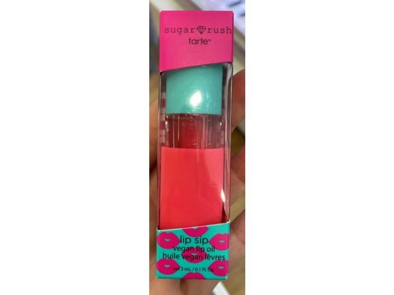 Tarte Sugar Rush Lip Sip Vegan Lip Oil, Cherry Slush, 0.1 fl oz/3 mL
