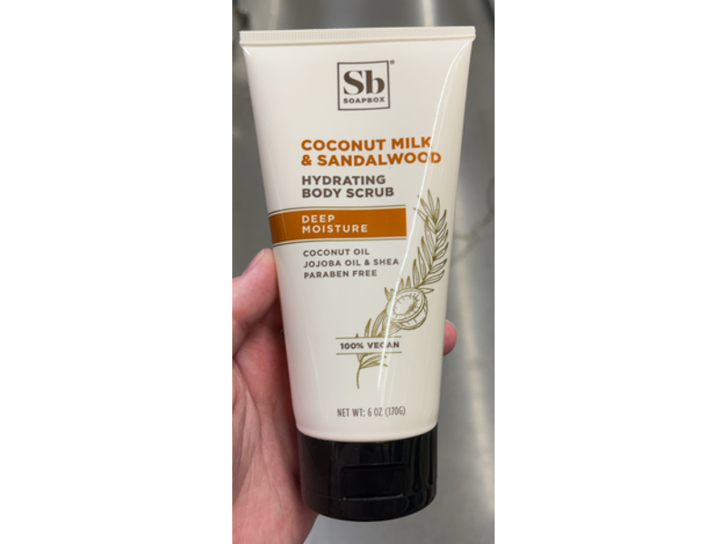 Soapbox Hydrating Body Scrub, Coconut Milk & Sandalwood, 6 oz/170 g