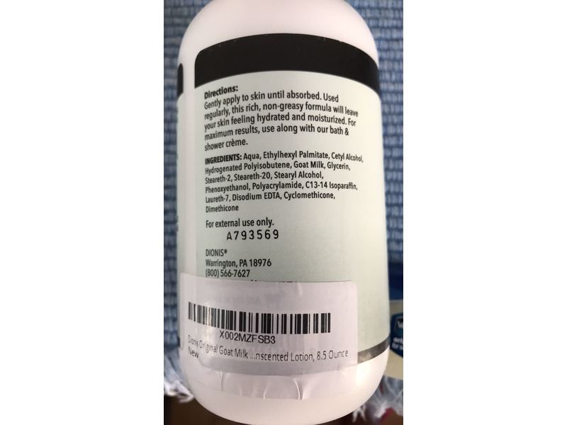 Dionis Goat Milk Body Lotion, Unscented , 8.5 fl oz/250 mL