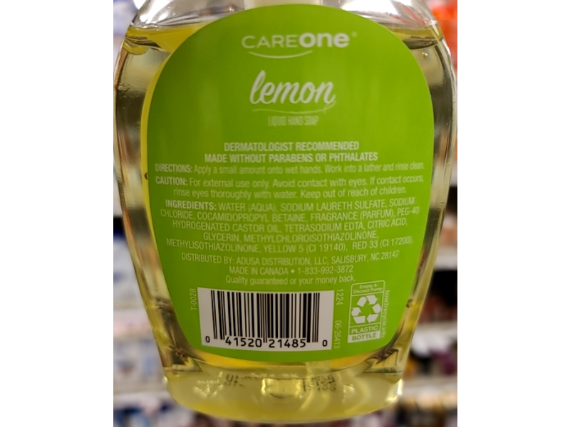 CareOne Liquid Hand Soap, Lemon, 7.5 fl oz/222 mL