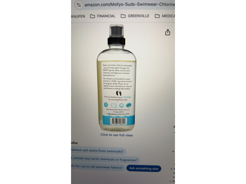 Molly's Suds Swimwear Cleaner, 16 fl oz