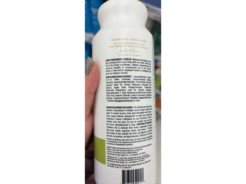 Raw Sugar The Truly Unruly Shampoo, Avocado + Apple Cider Vinegar + Rosemary Oil, 18 fl oz/532 mL