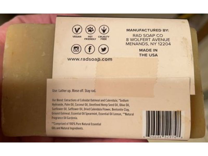 Rad Soap Co Natural Skin Therapy Moisturizing Soap, Colloidal Oatmeal & Bentonite Exfoliant, 3 oz