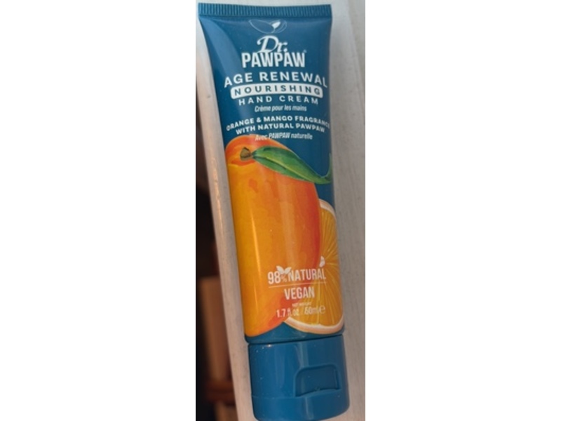 Dr. Pawpaw Age Renewal Nourishing Hand Cream, Orange & Mango Fragrance, 1.7 fl oz/50 mL