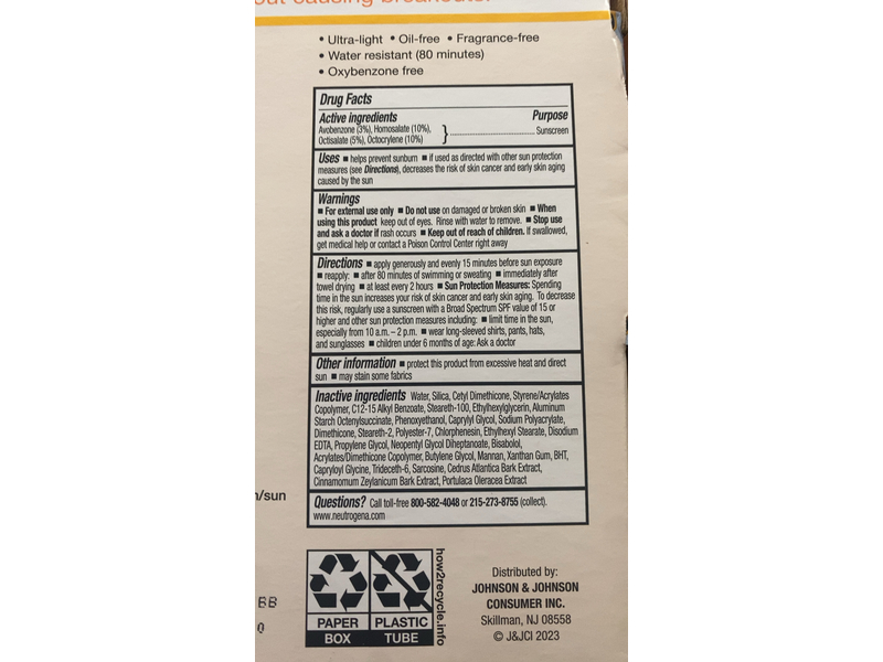 Neutrogena Clear Face Sunscreen Lotion, SPF 50, 3 fl oz/88 mL, Pack Of 2