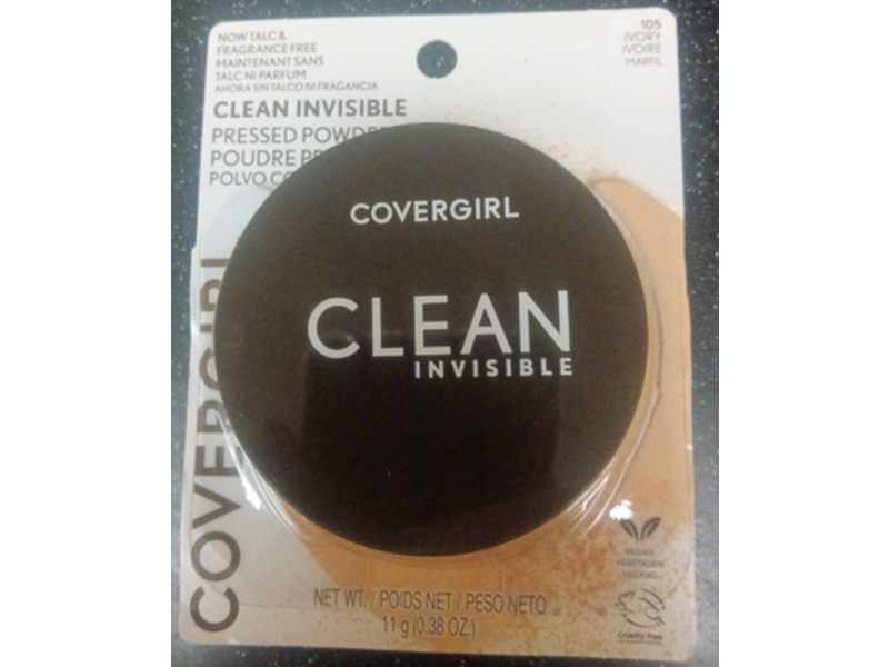 Cover Girl Clean Invisible Pressed Powder, 105 Ivory, 0.38 oz/11 g