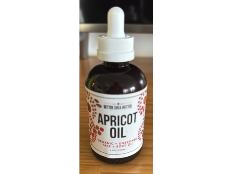 Better Shea Butter Organic + Unrefined Face & Body Apricot Oil, 4 oz/120 mL