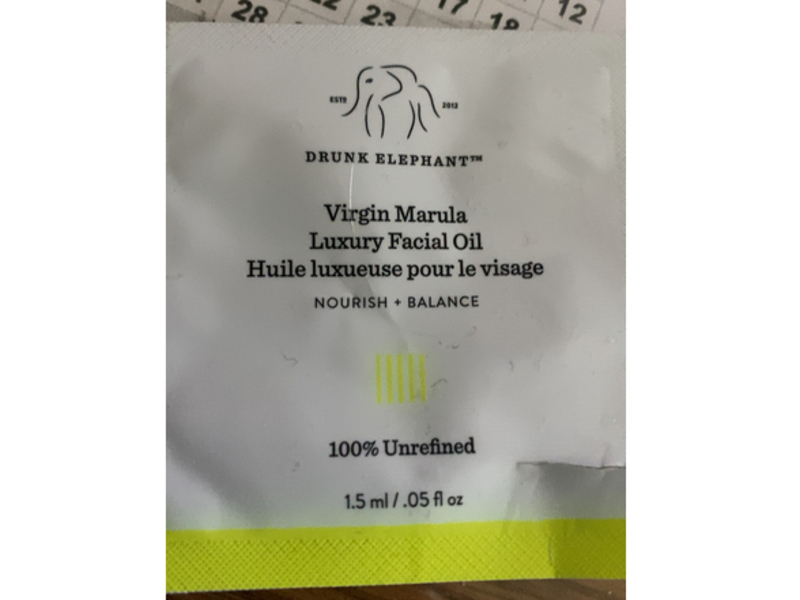 Drunk Elephant Nourish + Balance Luxury Facial Oil, Virgin Marula, 0.05 fl oz/1.5 mL