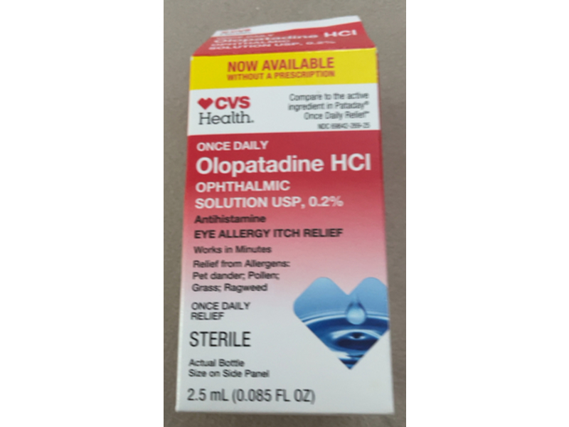 CVS Heath Antihistamine Eye Drops Allergy Itch Relief Sterile, 0.085 fl oz/2.5 mL