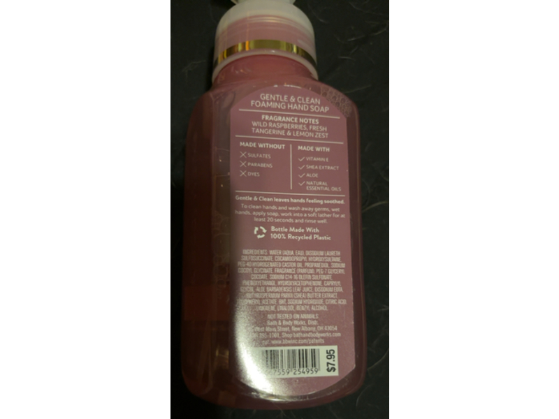 Bath & Body Works Gentle & Clean Foaming Hand Soap, Raspberry Tangerine, 8.75 fl oz/259 mL