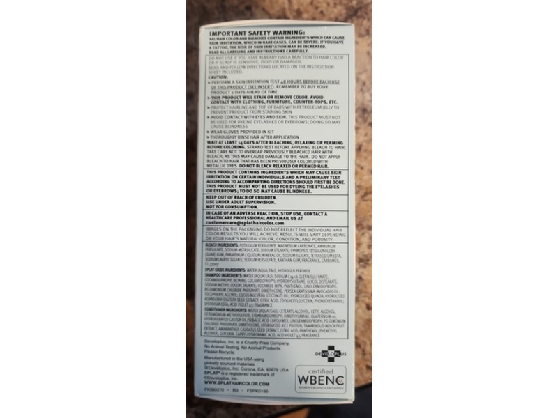 Splat Bleach Kit, Brilliant Bleach,1 Application