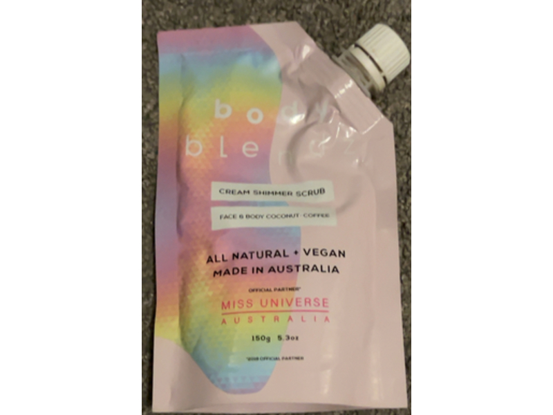 Body Blendz Cream Shimmer Face & Body Cream Scrub, Coconut Coffee, 5.3 oz/150 g