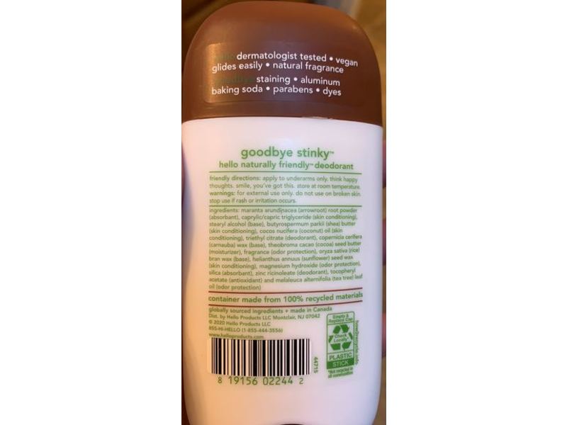 Hello Sweet Coconut Deodorant, Shea Butter, 2.6 oz/73 g