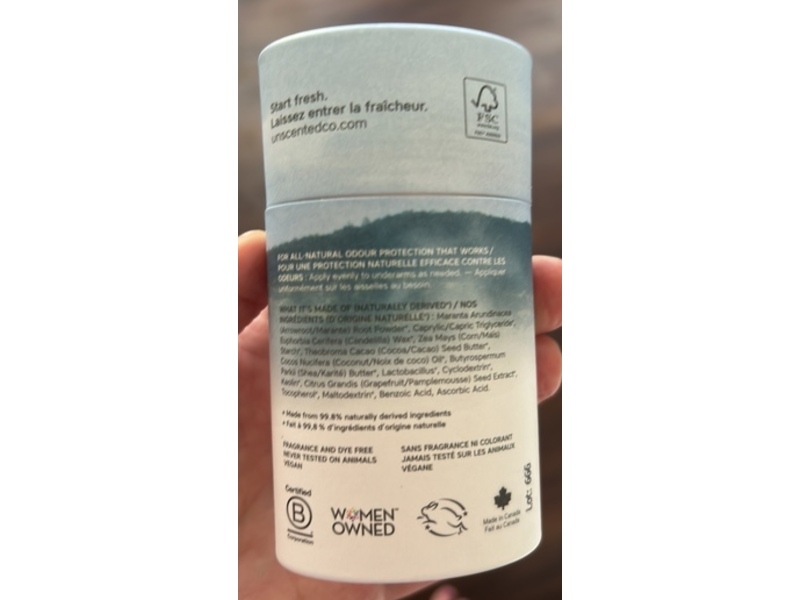 The Unscented Company Deodorant, 2.5 fl oz/70 g