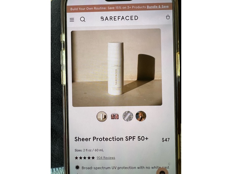 Barefaced By Jordan Harper Sheer Protection Sunscreen, SPF 50+, 2 fl oz/60 mL