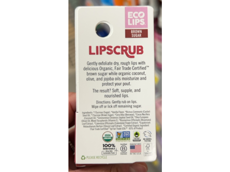 Eco Lips Lip Scrub, Brown Sugar
