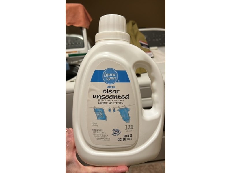 Laura Lynn Ultra Clear Fabric Softener, 120 Loads, 103 fl oz/3.04 L