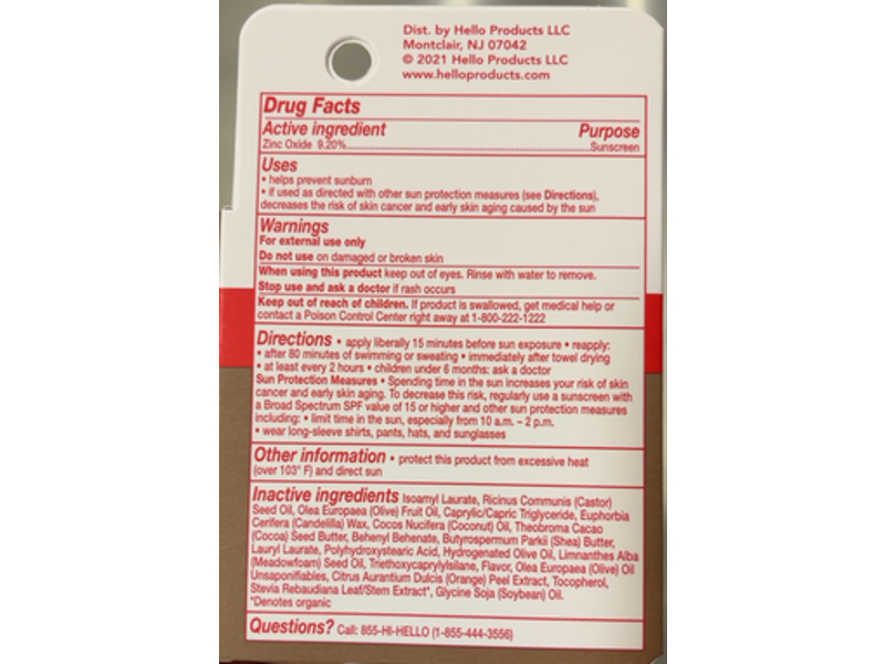 Hello Moisturizing Vegan Lip Balm, Strawberry, SPF 15, 0.15 oz