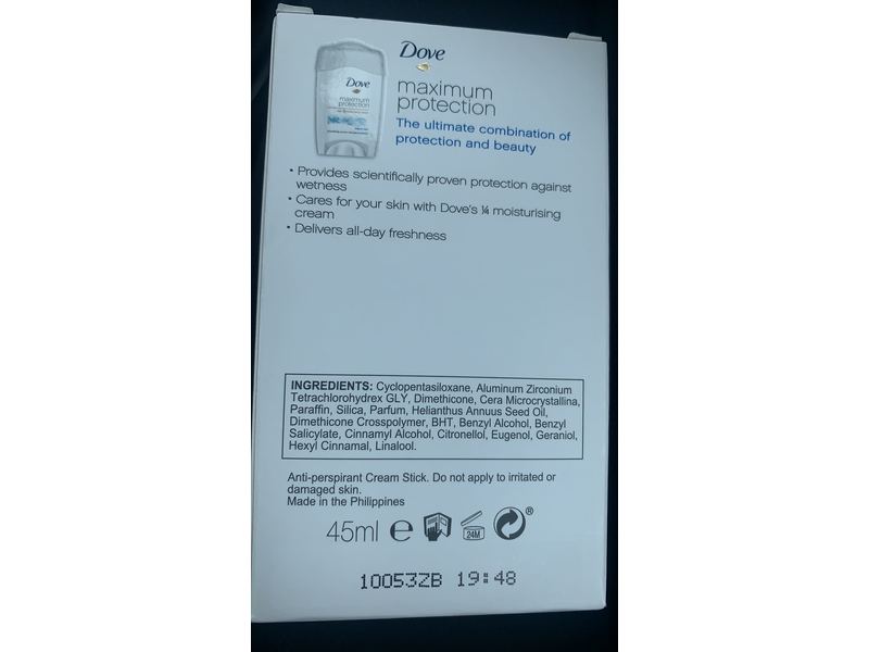 Dove Maximum Protection Antiperspirant Cream Stick, Original Clean, 45 mL, Pack Of 3