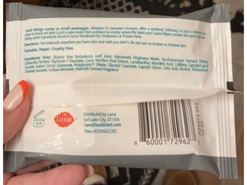Lume For Any Body On The Go Flushable Deoderant Wipes, Clean Cotton, 15 Ct, Pack Of 3