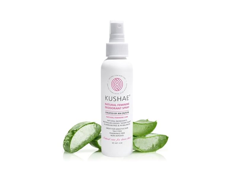Kushae Natural Feminine Deodorant Spray, Fragrance Free, 4 oz