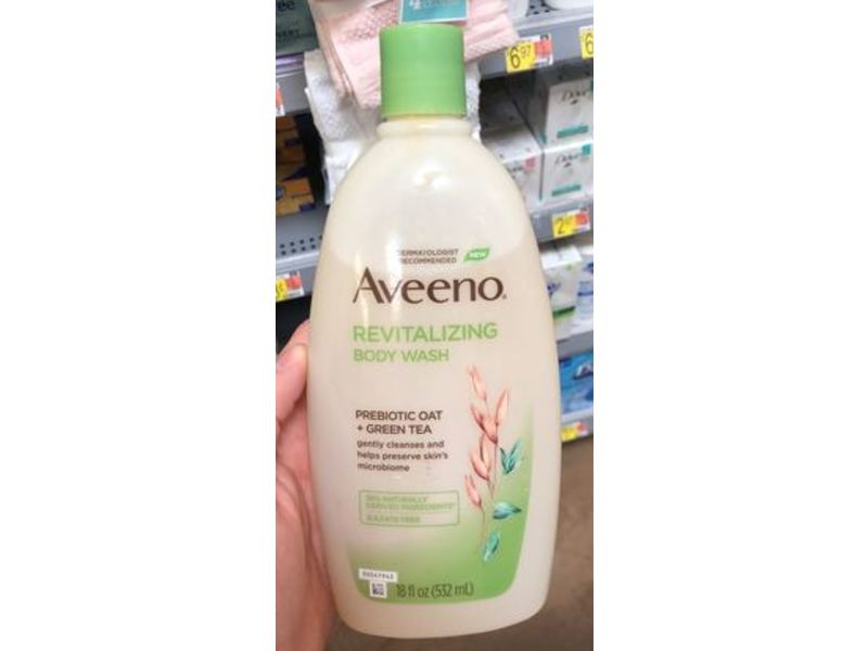 Aveeno Revitalizing Body Wash, Prebiotic Oat+Green Tea, 18 fl oz/532 mL