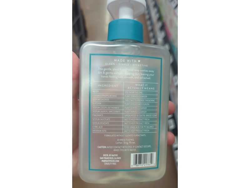 Native Hand Soap, Sandalwood & Coastal Breeze, 13 fl oz/384 mL