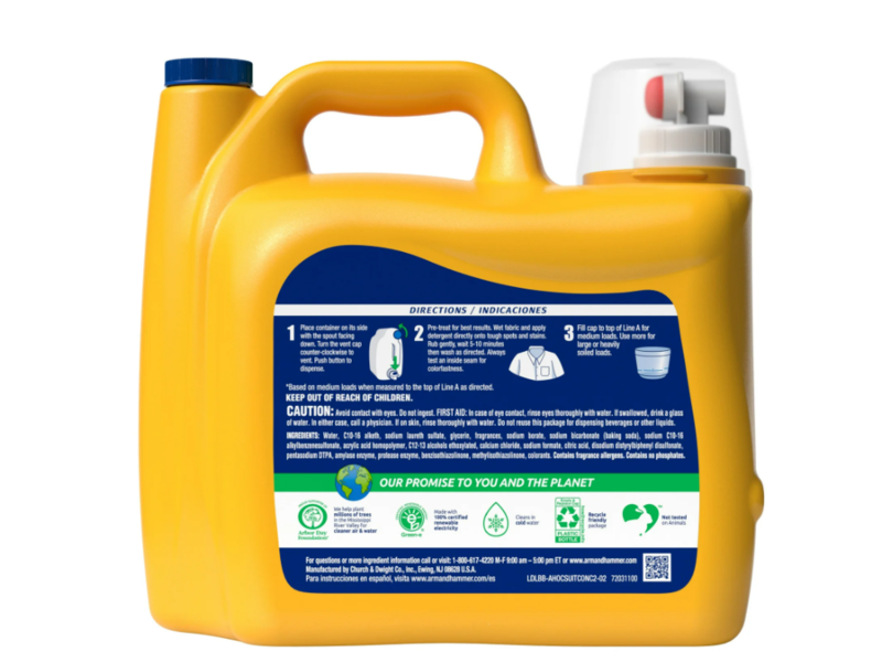 Arm & Hammer Plus OxiClean Liquid Laundry Detergent, Fresh Burst, 128 Loads, 166.5 fl oz/4.92 L