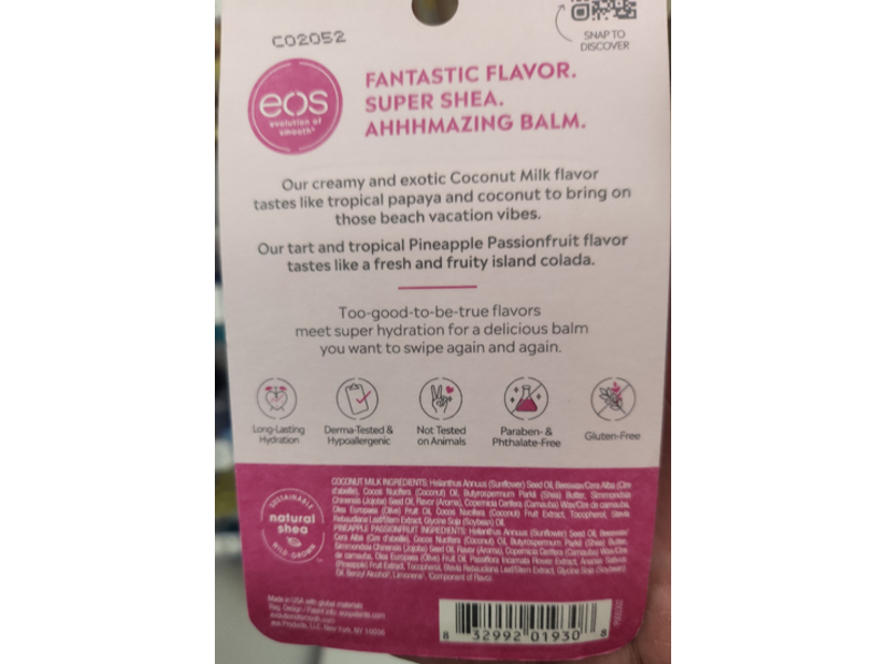 Eos Super Soft Shea Lip Balm, Coconut Milk & Pineapple Passionfruit Duo