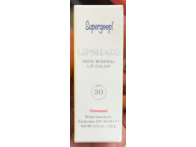 Supergoop! Lipshade 100% Mineral Lip Color, Obsessed -Fuchsia, SPF 30, 0.12 oz/3.5 g