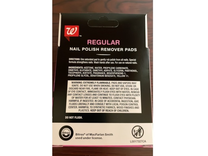 Walgreens Regular Nail Polish Remover Pads, 10 Count.