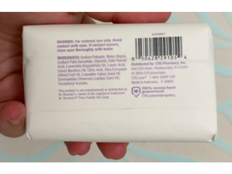 Earth Essentials Pure Castile Soap, Hemp & Lavender, 5 oz/141 g