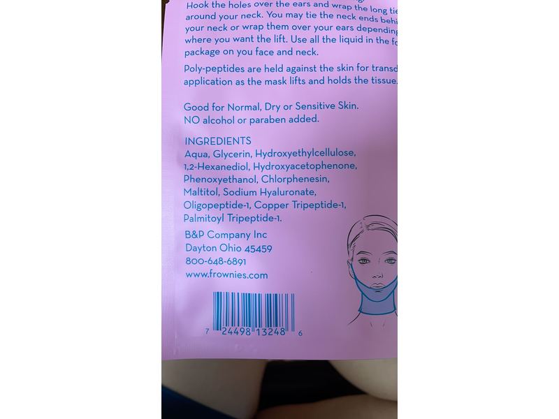 Frownies Chin Up Poly Peptide Mask, 1 Mask