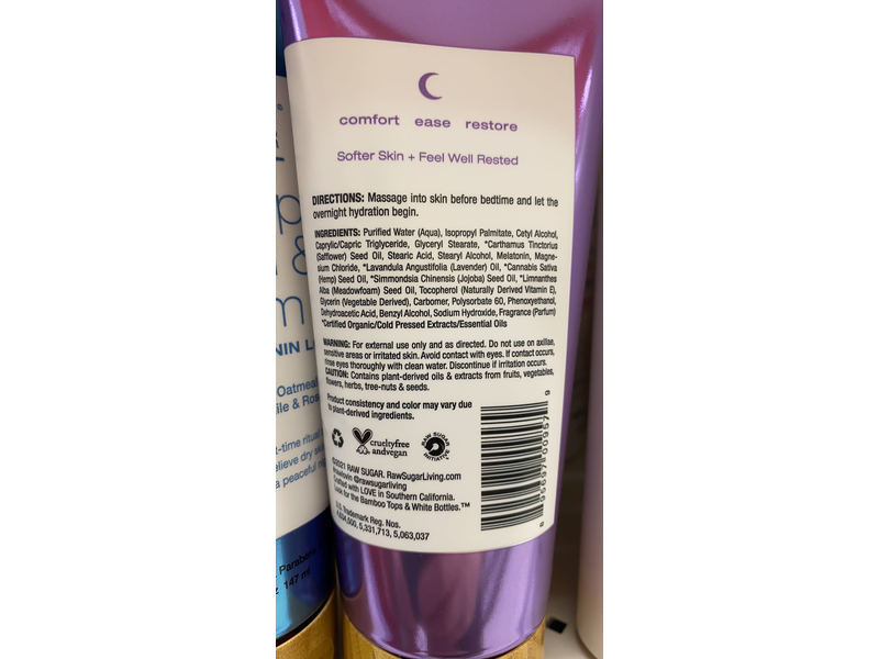 Raw Sugar Sleep Well & Restore Melatonin Lotion + Magnesium Lavender & Hemp Seed Oil, 5 fl oz/147 ml